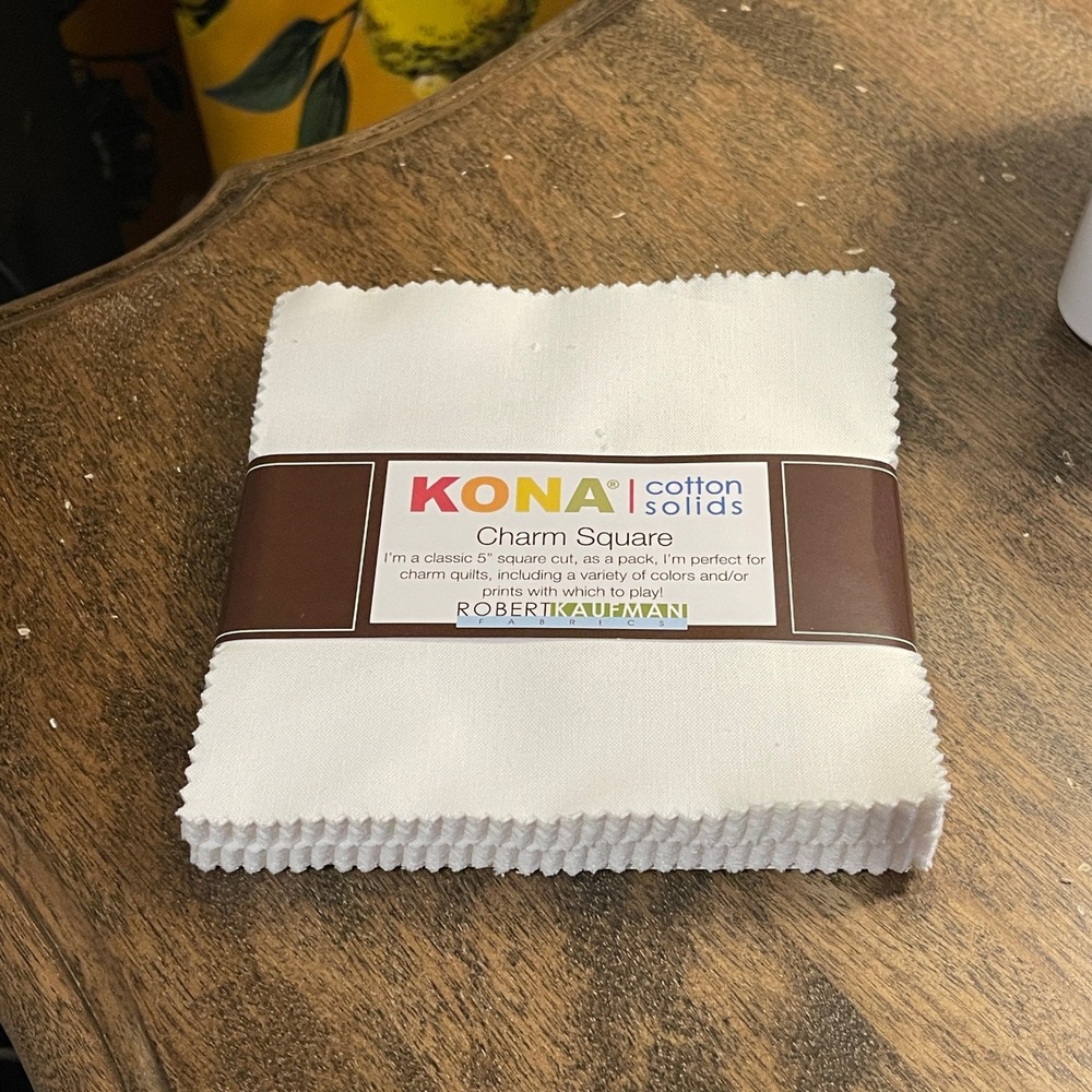 Robert Kaufman Kona Cotton Solids White Charm Square 42pc 5in Pack CHS-120-42